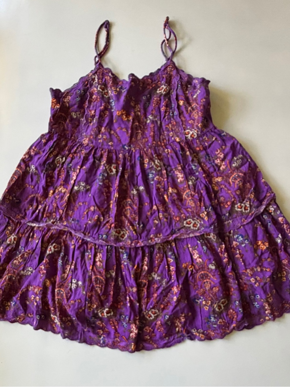 Urban Outfitters Women's Purple tiered mini dress lined S Festival